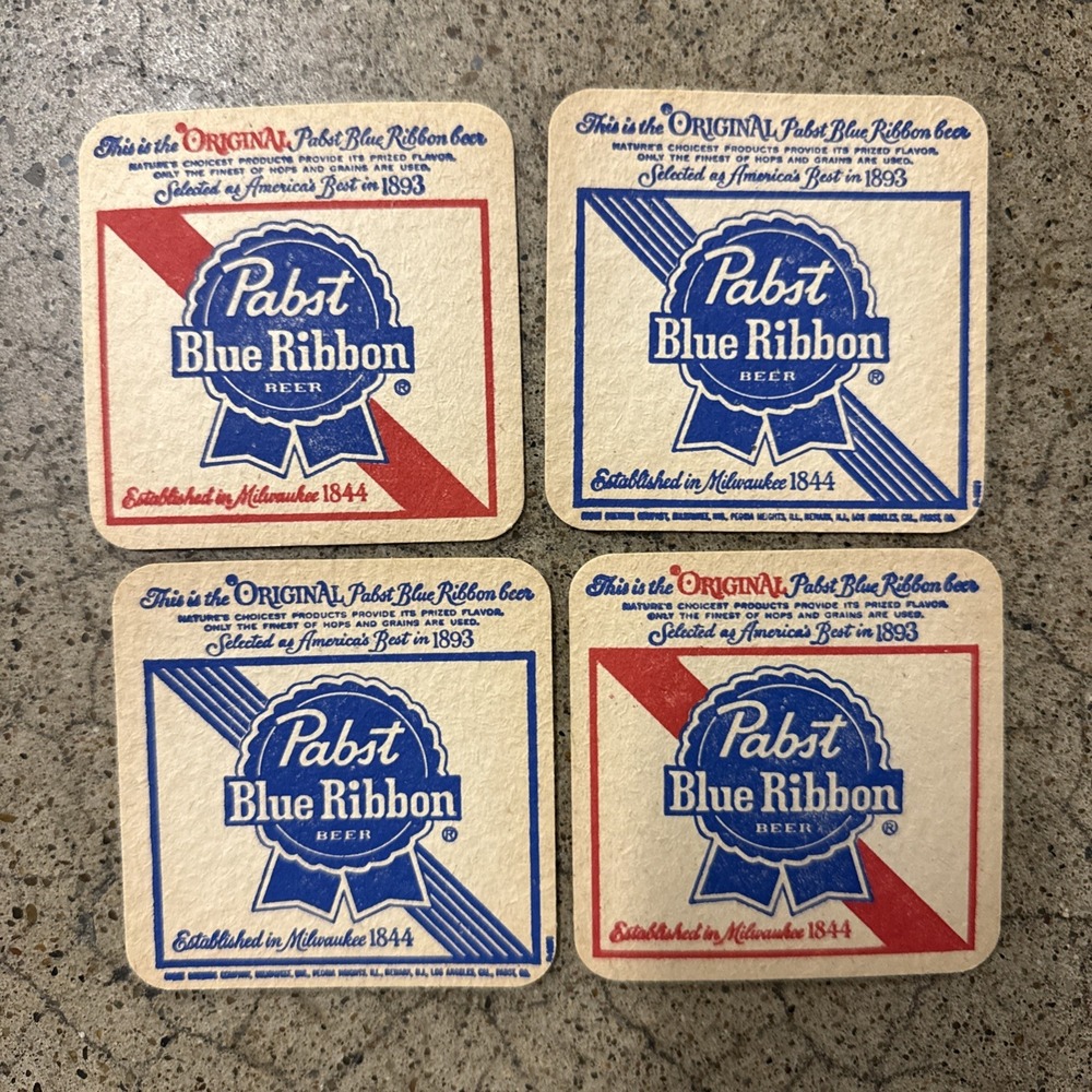 Vintage Pabst Blue Ribbon Beer‎ Coasters Bundle Lot Of 8 Red Blue PBR Best 1893